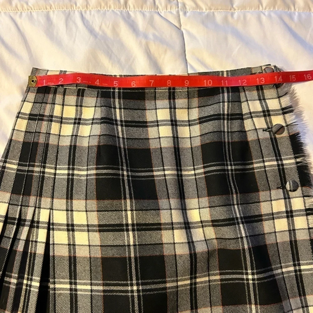 Aljean of Canada 70's  Vintage PLAID Kilt Pleated Wool Midi Blanket Skirt